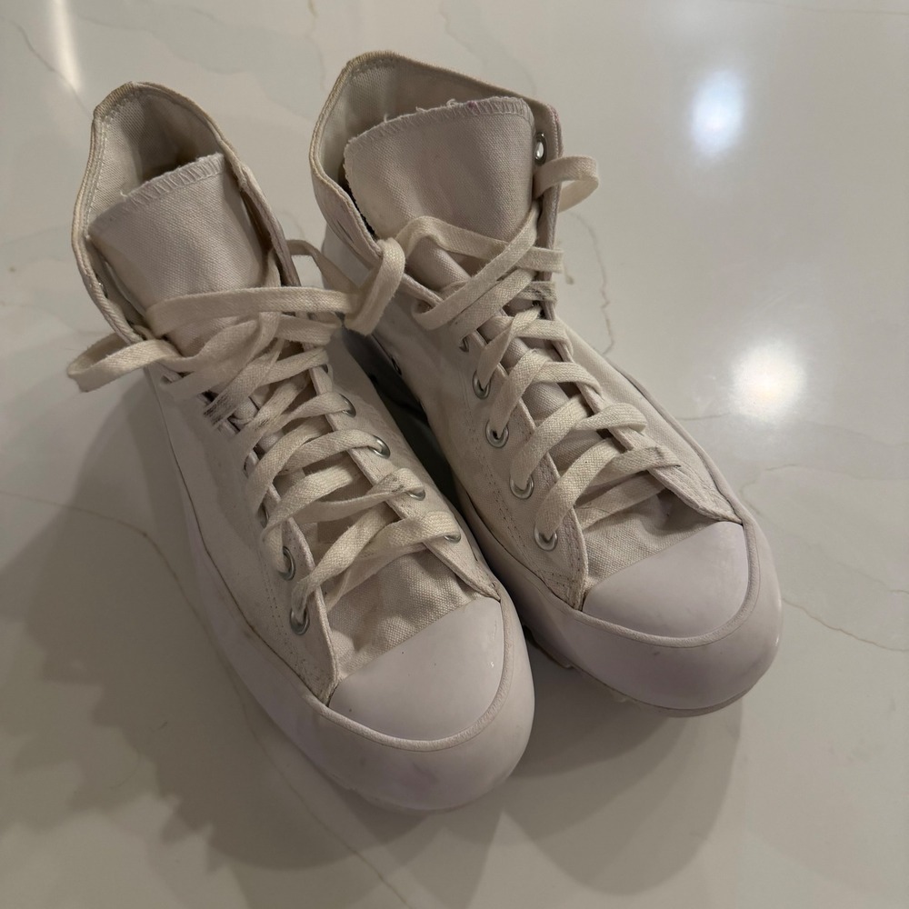 Converse Chuck Taylor All Star Lugged High Top White Platform Shoes 565902C W10